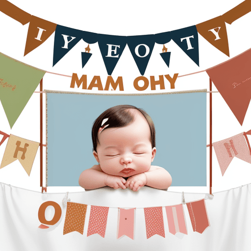AI generated: one month birthday banner for print out