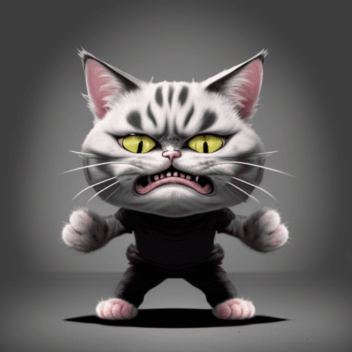 AI generated: Make the angriest cat in the world which is trying to take over the world with his cat army
