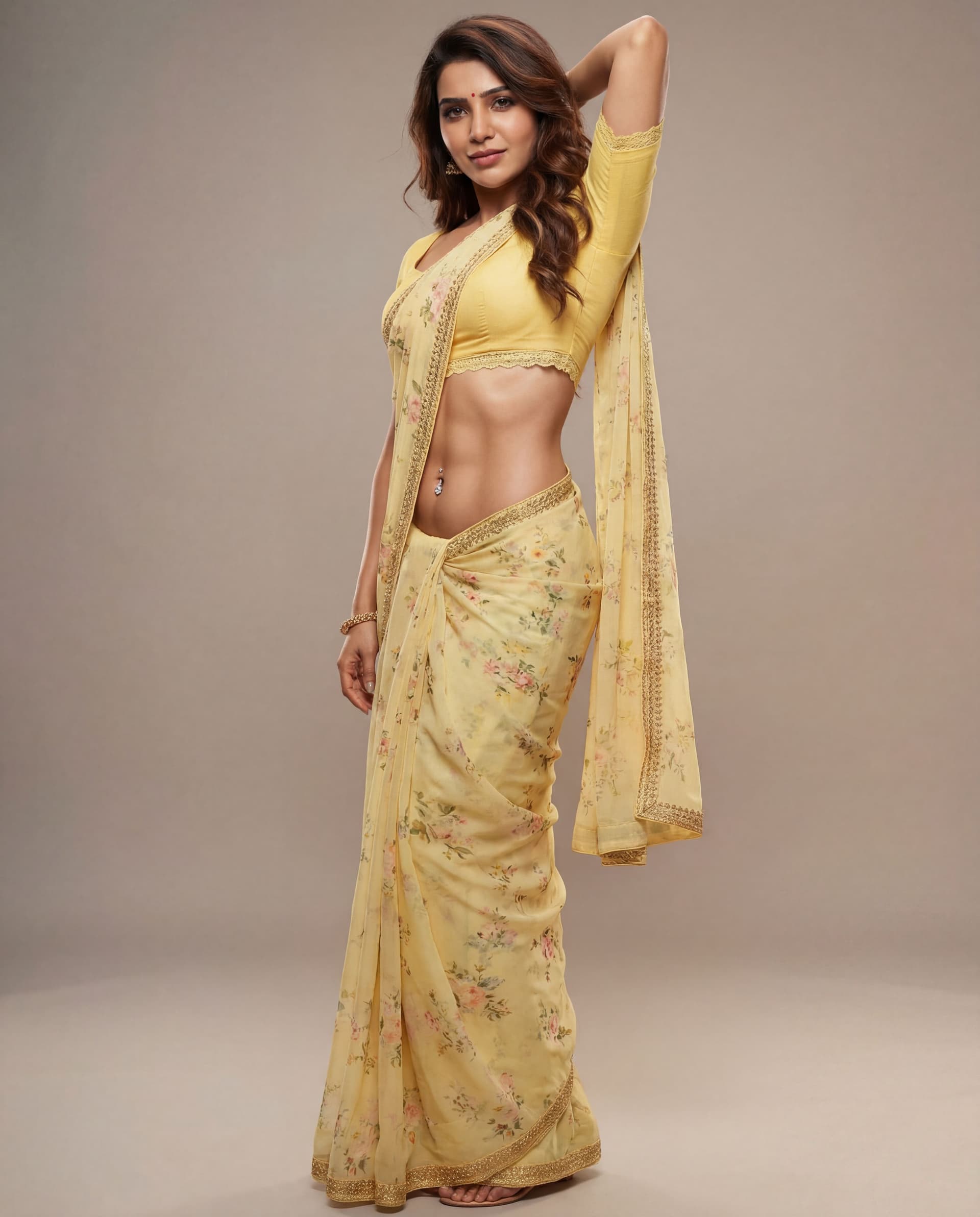 AI generated: beautiful young woman with exact facial features and likeness of South Indian actress Samantha Ruth ...