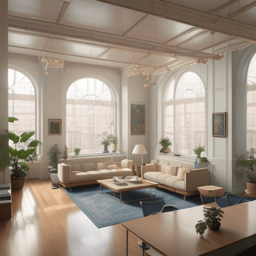 AI generated: High resolution photography interior design, dreamy New York Trading floor, 4 traders, conversation ...