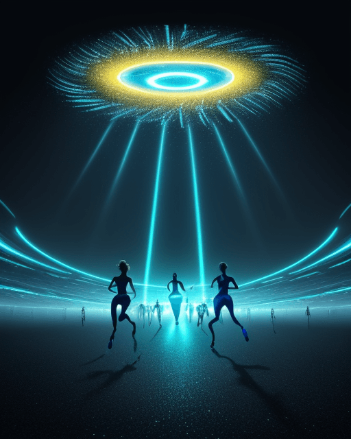 AI generated: A digital landscape unfolds before us, where a sleek, Surreal glowing magical, Shadowy woman's group...