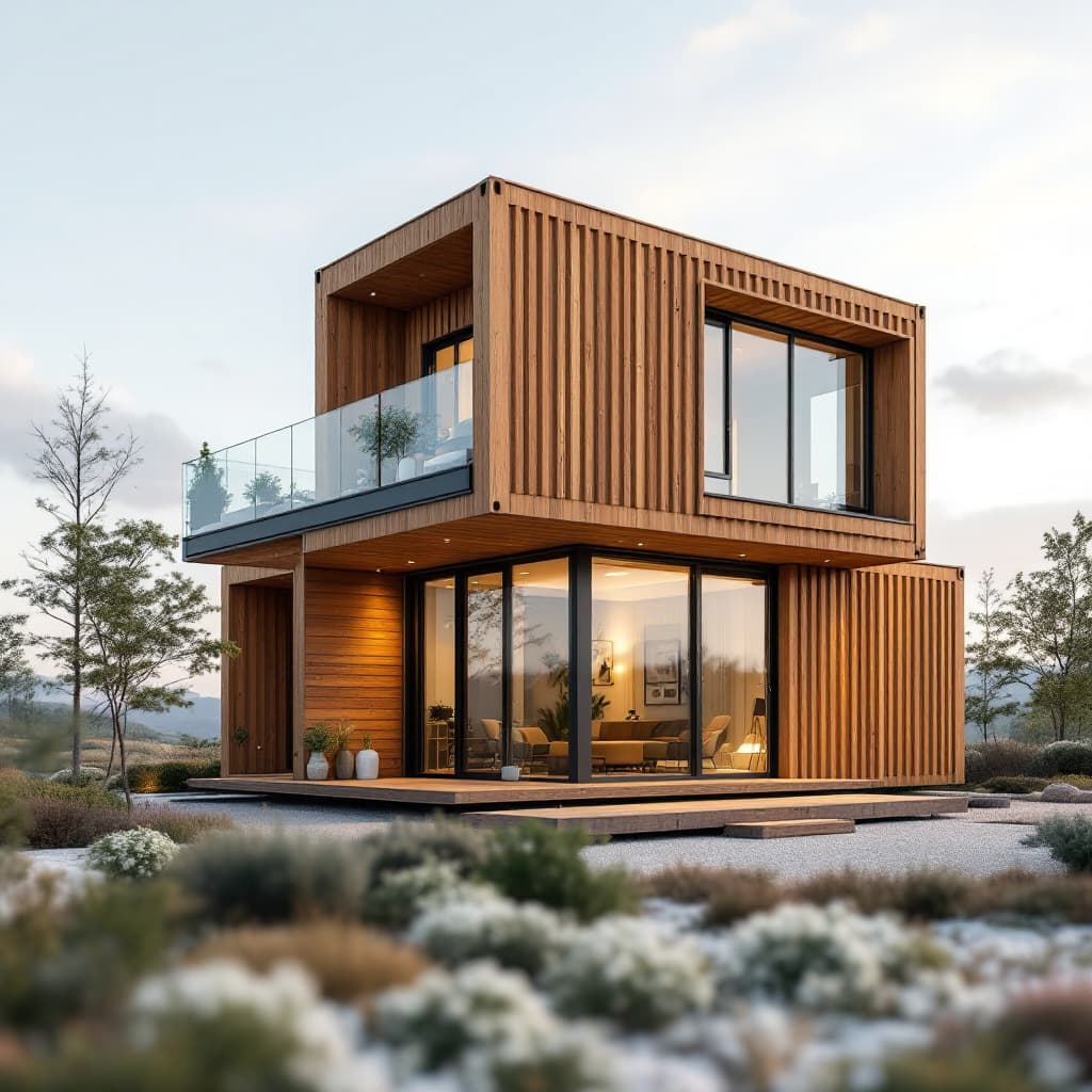 AI generated: modern house, made in a container