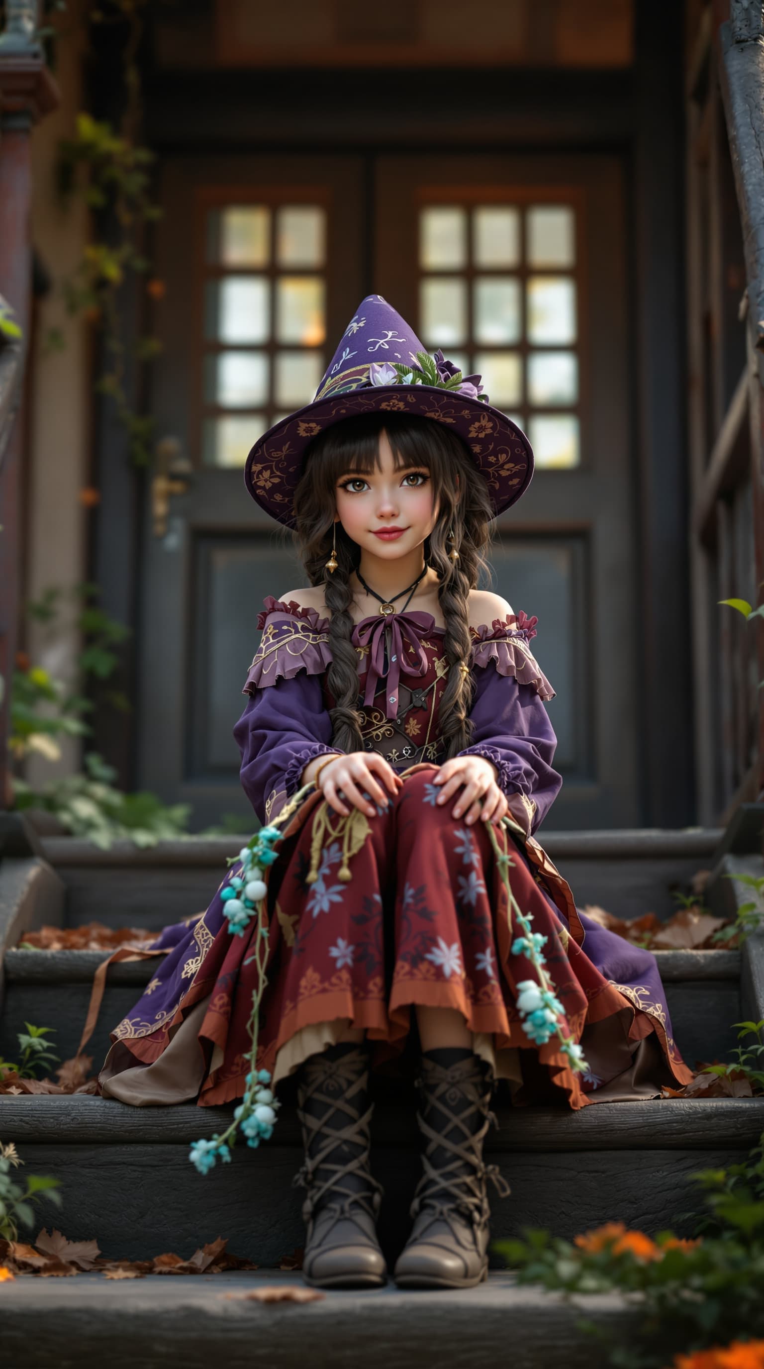 AI generated: A hyper-realistic depiction of a beautiful seven year old, Japanese girl dressed as Violet Evergarde...