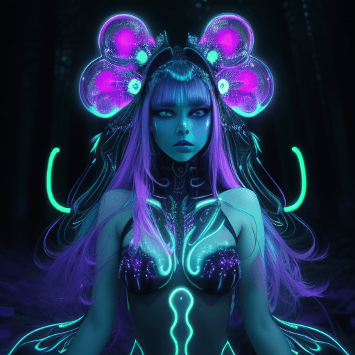 AI generated: wide-angle fashion photography, upper body of woman ::10 lucid weirdcore dream-like, looking off in ...