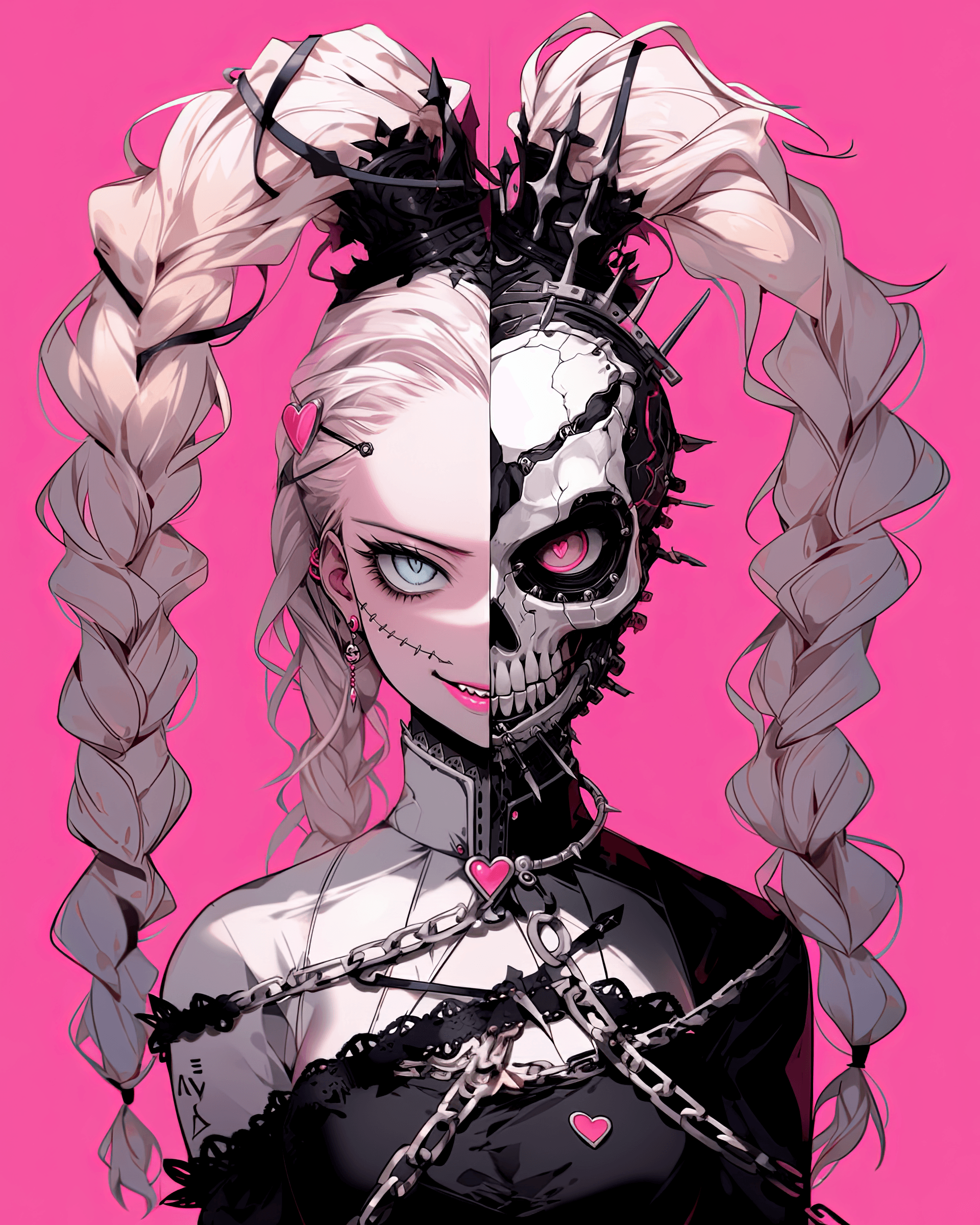 AI generated: barbie movie Margot Robbie hellraiser pinhead pink --ar 4:5 --s 750 --niji 5