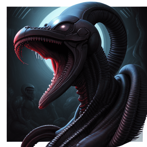 AI generated:  xenomorph comic art stile 