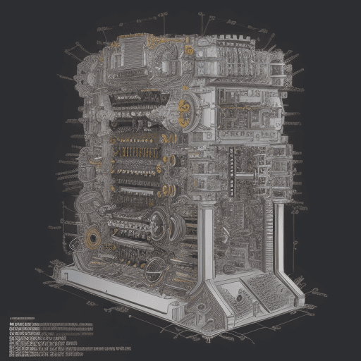 AI generated: roduce a detailed technical illustration of a modular synthesizer, showcasing a cutaway design that ...