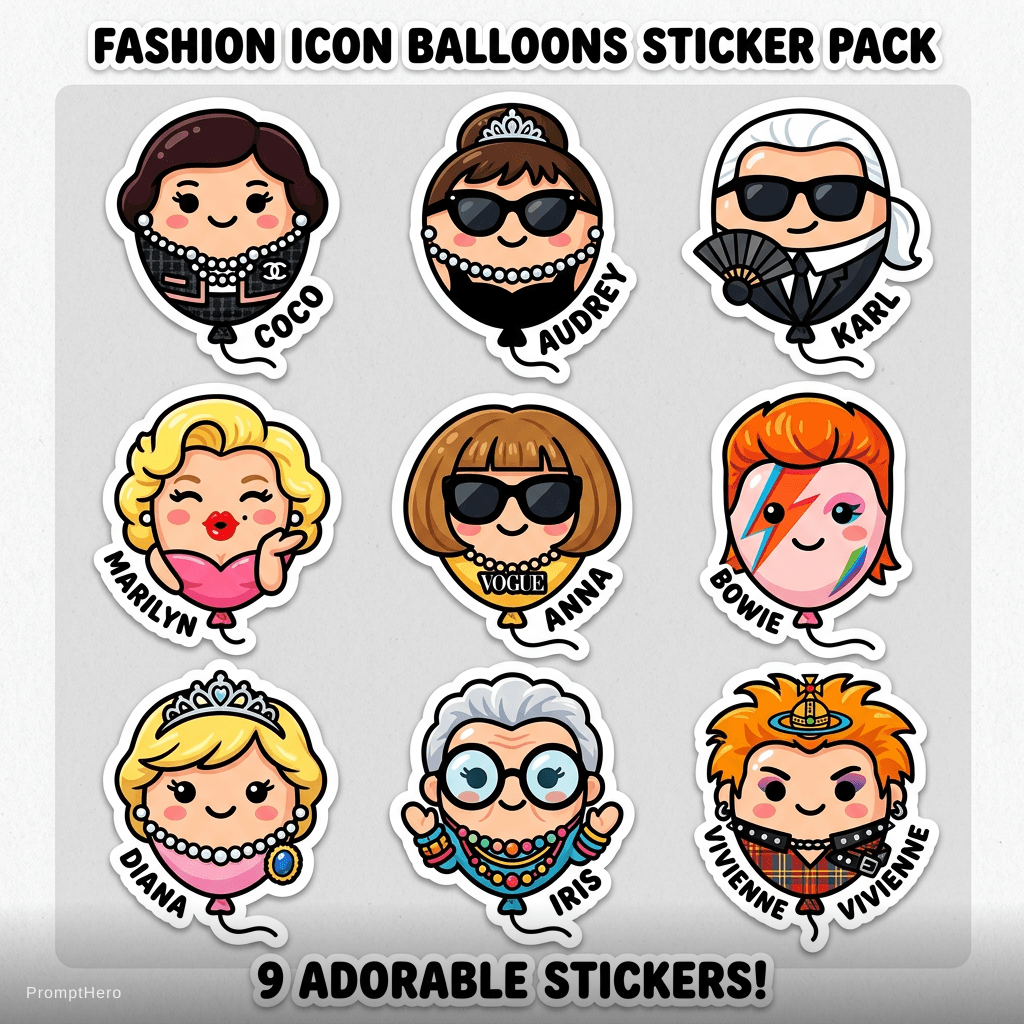 AI generated: Ballons shape like Fashion Icons.