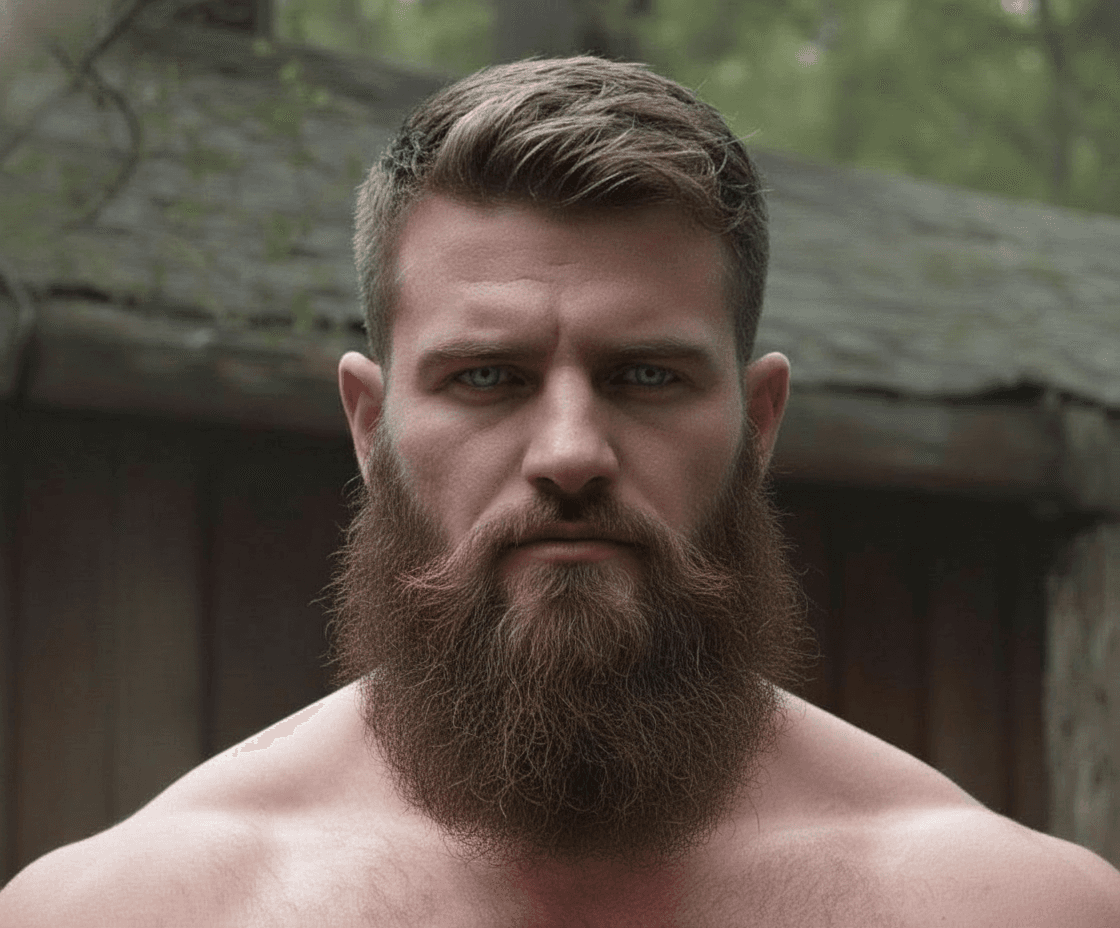 AI generated: Longer bushy beard and mustach