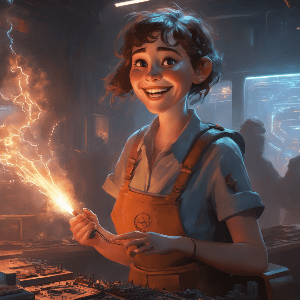 AI generated: An image of a happy cartoon girl, Pixar style,, sharp focus, emitting diodes, smoke, artillery, spar...