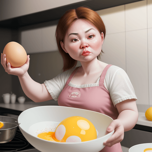 AI generated: Realistic-caricature of a big-headed baby with the face of an Chinese adult woman emerging from a ne...
