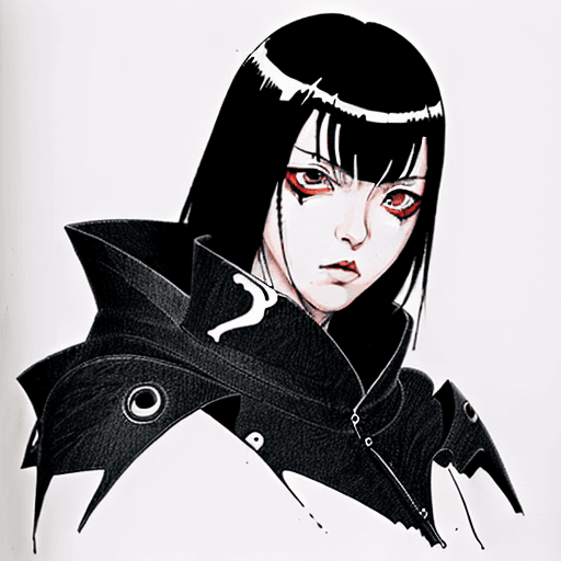 AI generated: old style manga drawing of a sinister creature like Davine Lu Linvega from blame! manga, inspired in...