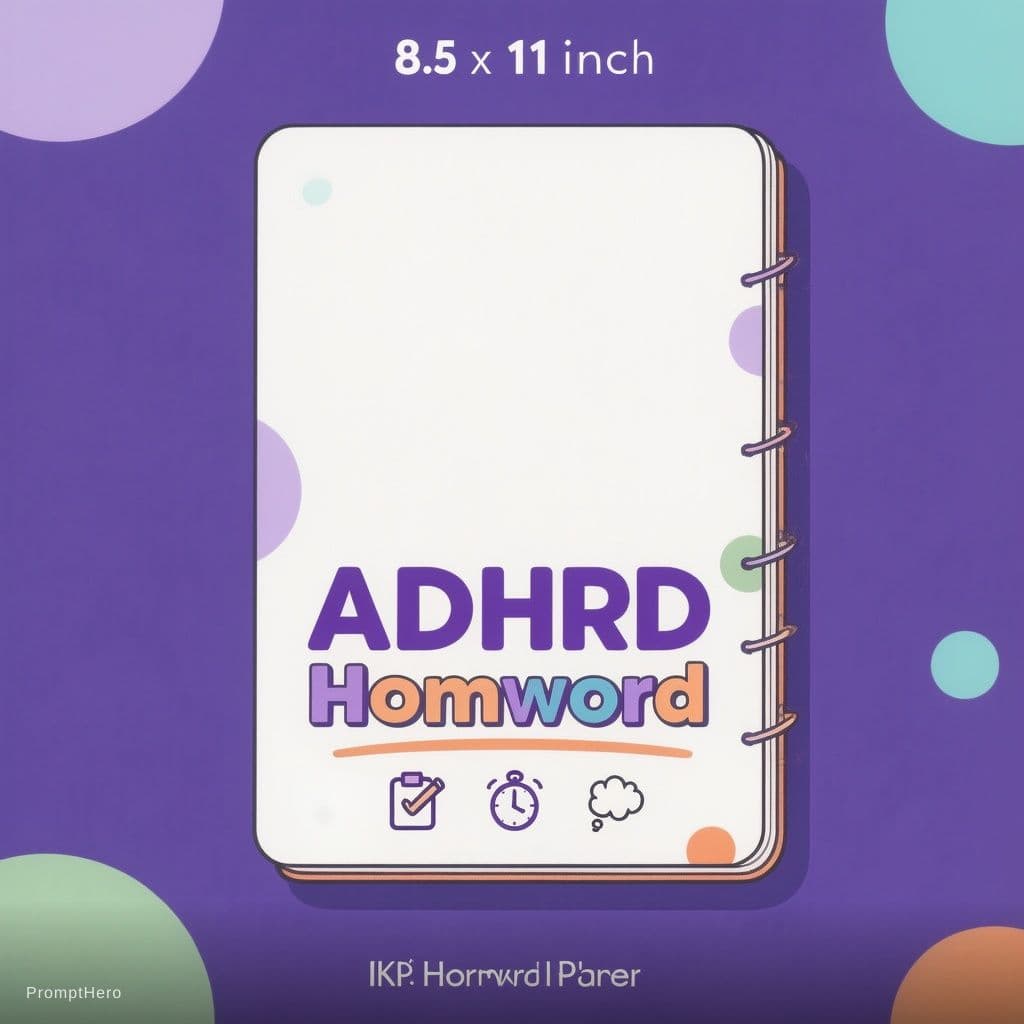 AI generated: Front cover illustration for an 8.5 x 11 inch paperback ADHD Homework Planner for students, KDP styl...