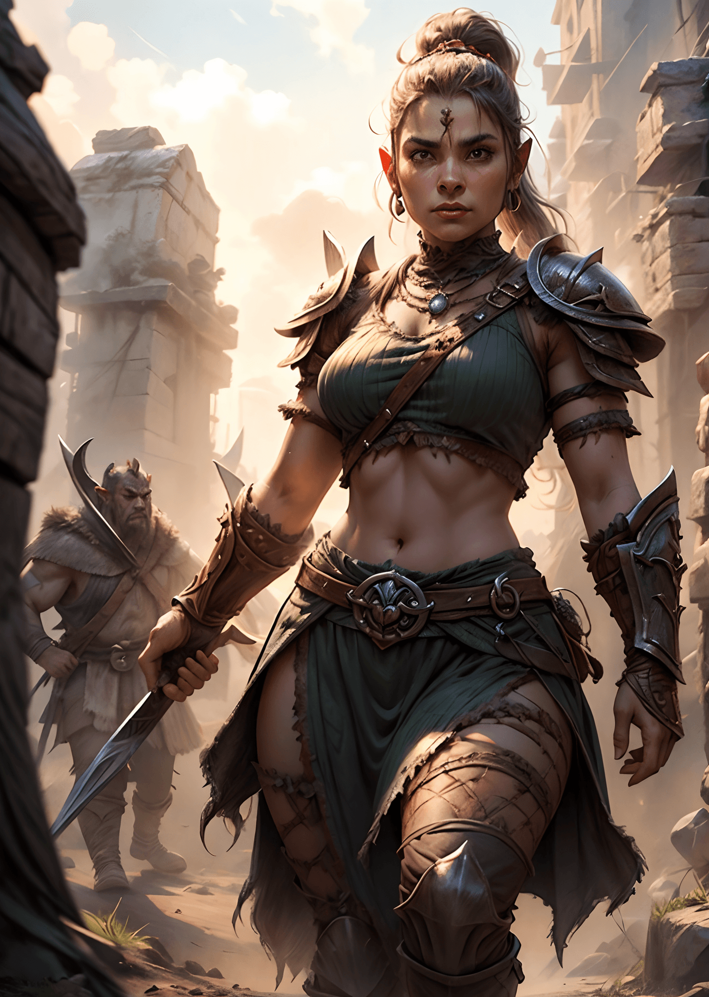 AI generated: "Create a masterpiece of highly detailed award-winning concept art featuring a mid shot of a pretty ...