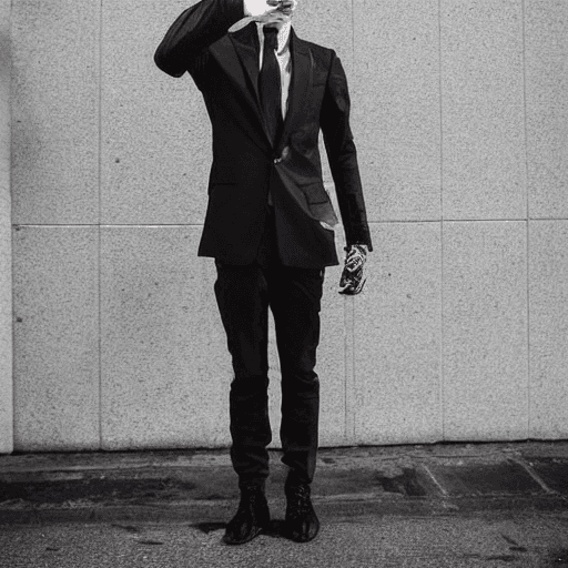 AI generated: intimidating and stylish looking young gangster. He is approximately 20 years old and is wearing a t...