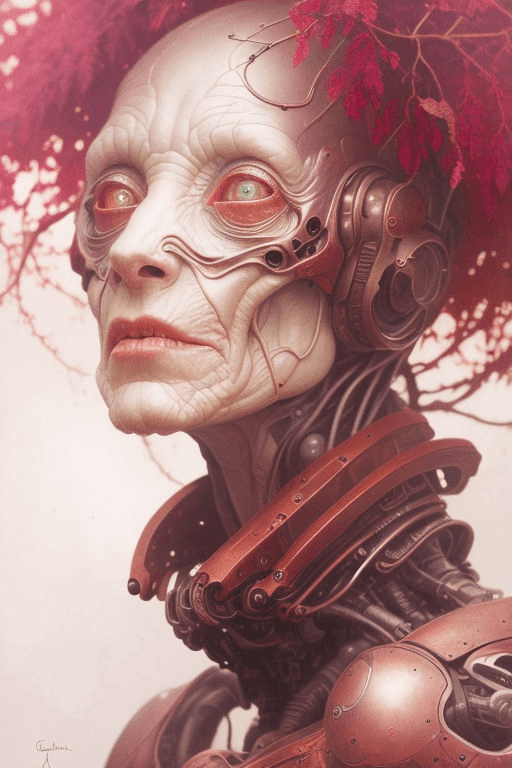 AI generated: a beautiful surreal old alien hybrid of a robot, low rusted iron, perfect eyes, ultra-realistic illu...