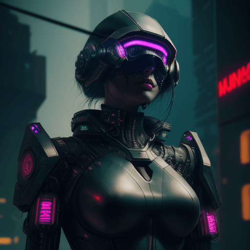 AI generated: In the dimly lit, cyberpunk-inspired setting, a formidable female figure emerges, commanding attenti...