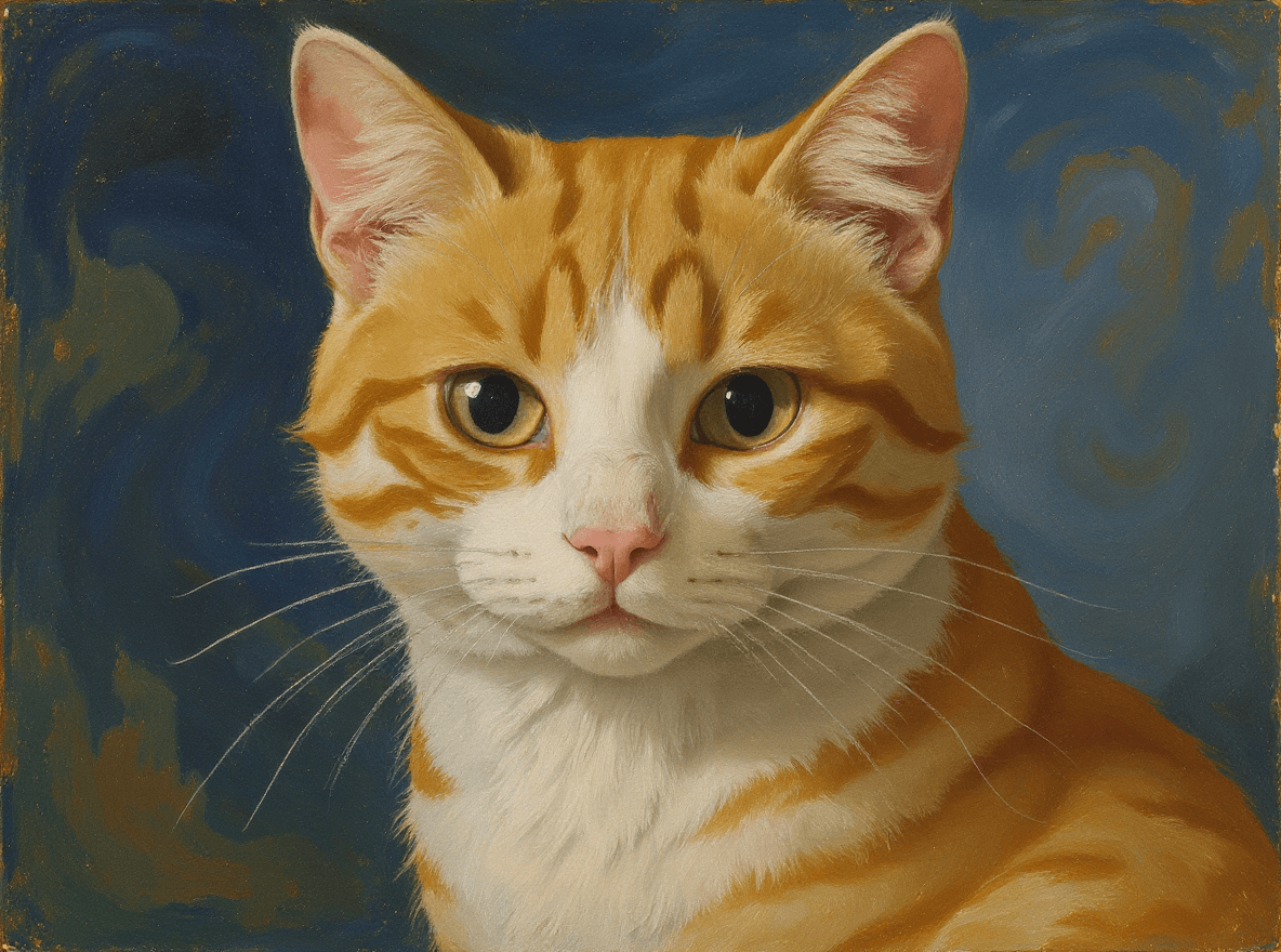 AI generated: create a picture of a cat like Alfons Mucha