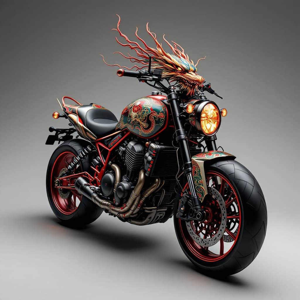 AI generated:  dragón oriental design for motorcycle 


