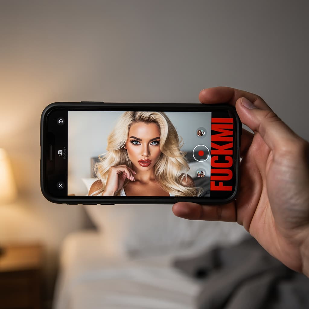 AI generated: The image: An extremely detailed close-up of a smartphone held in landscape view by the hand of the ...