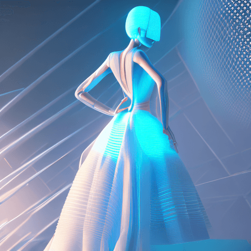 AI generated: a light up dress by hiveart electronic fashion art photoshoot, in the style of rendered in cinema4d,...