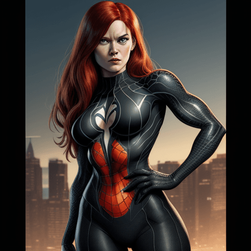 AI generated: Symbiote venom, Mary Jane Watson, abs