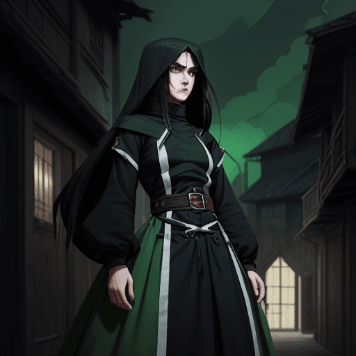 AI generated: bauhaus style clothe, big clothes, cool anime style, character, village center background, medieval ...