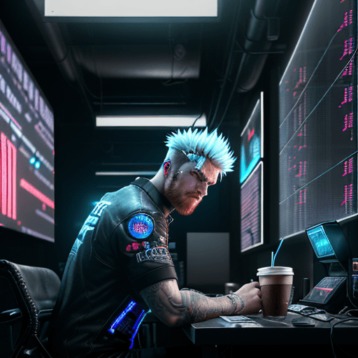 AI generated: Hyper realistic eye level exterior photo of The Trading room is digital art dim, with only the white...