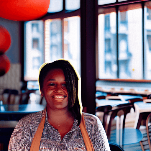 AI generated: A black Woman in a restaurant
