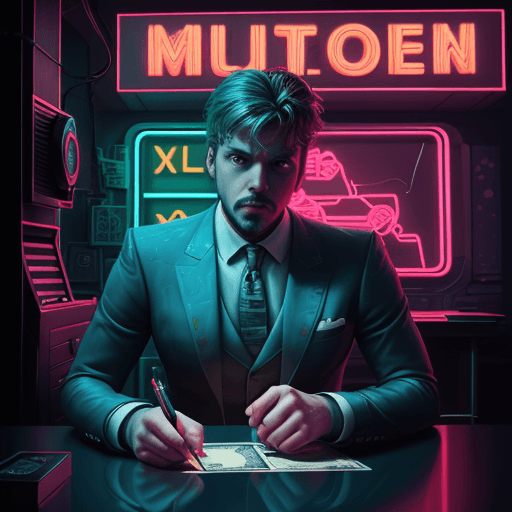 AI generated: jamie tony the money man, in the style of photorealistic compositions, dreamlike illustration, neon ...