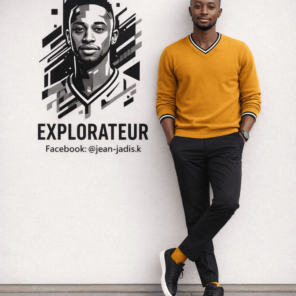 AI generated: "Ultra-realistic 8K full-body portrait of a stylish young man leaning casually against a clean light...
