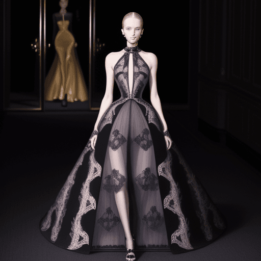 AI generated: A night party elegant luxury dress design by Balenciaga, LV, and Gucci