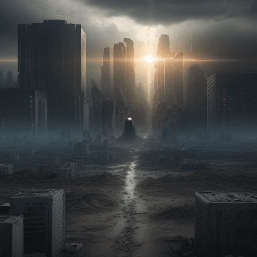AI generated: A realistic photo of survival, human, Future, Outlook, dread , after apocalypse, photorealistic, ult...
