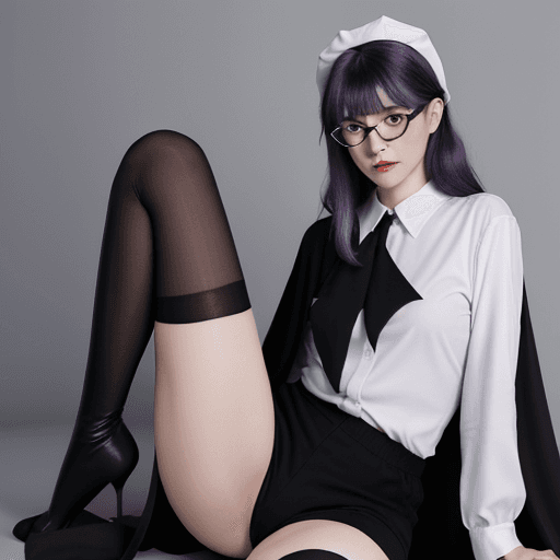 AI generated: (masterpiece, best quality), star-kafka, white shirt, black cape, tight black short pants, black sto...