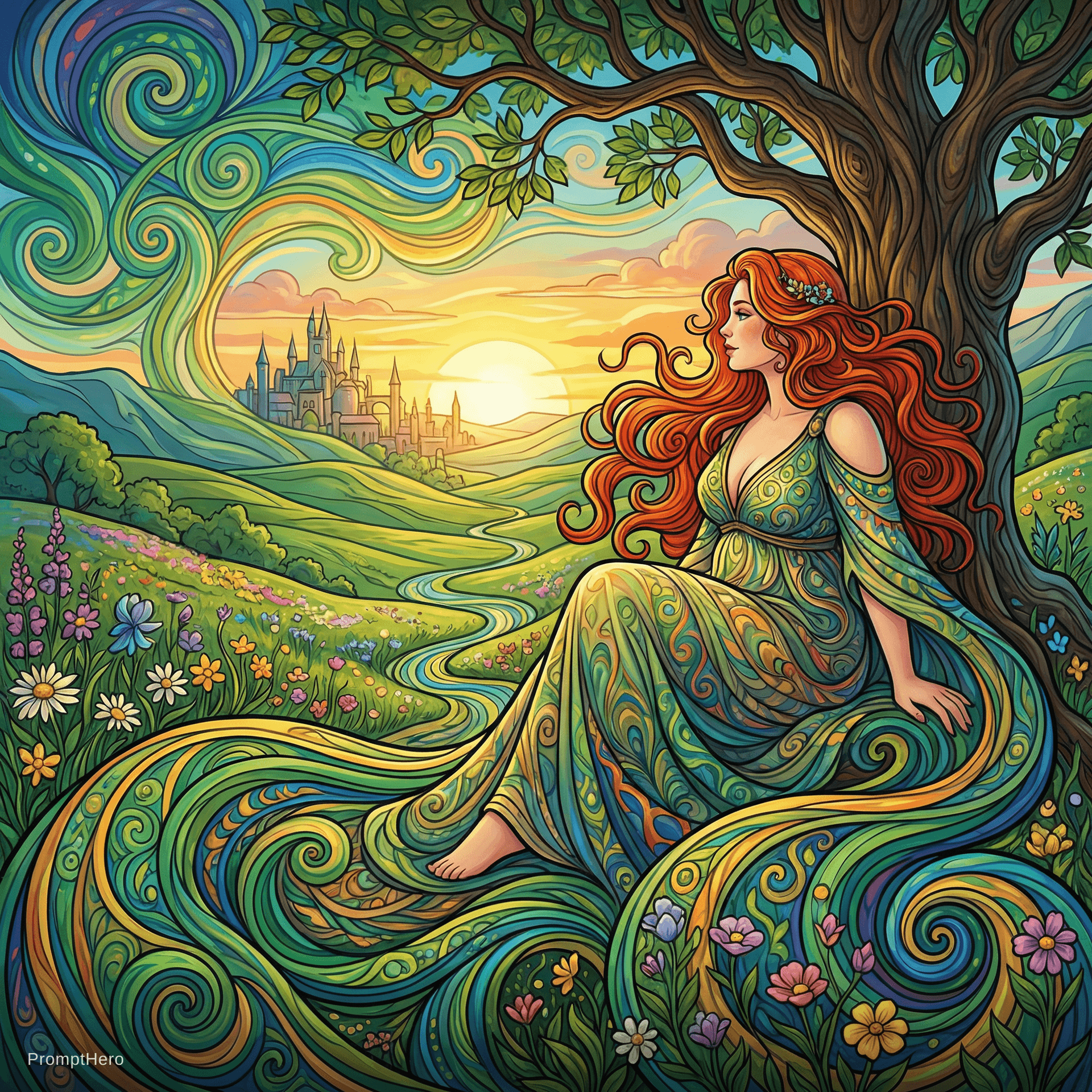 AI generated: Curvy girl with bright red hair 
