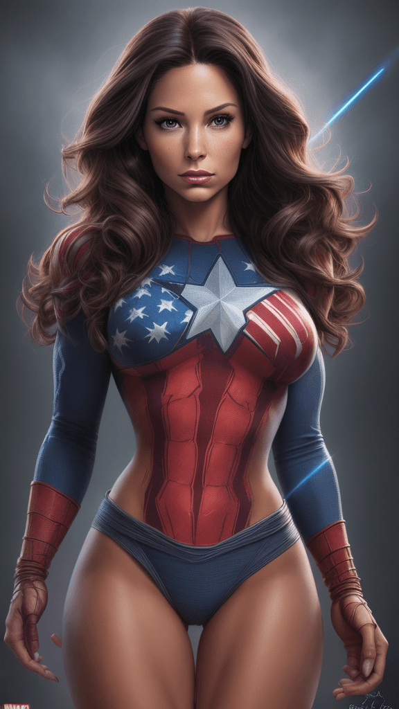 AI generated: HDR, Marvel Entertainment Art by America Chavez (AKA Ms. America), perfect face, perfect body, Knitt...
