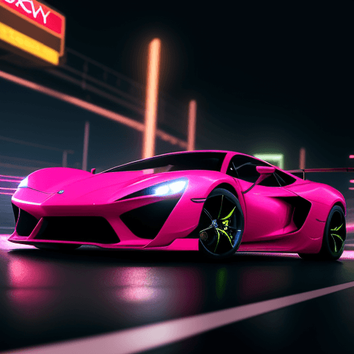 AI generated: super car on neon city road, 4k
