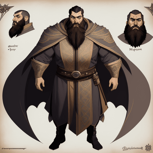 AI generated: character design sheet, character concept art, very high angle view, wizard with beard, highly detai...