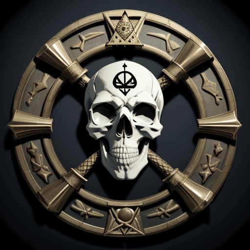 AI generated: A freemasonry skull and bones sign, free masons symbol, hyper-realistic 