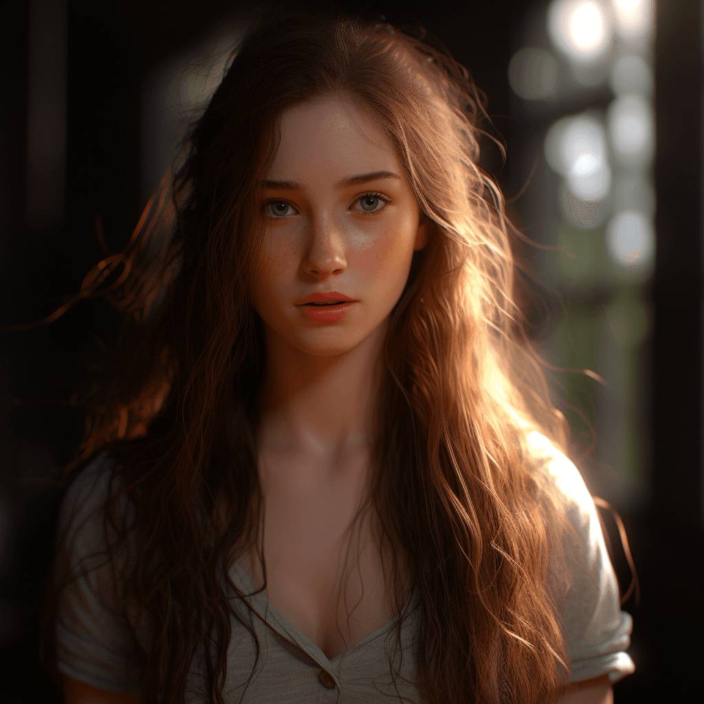 AI generated: hyper realism, a girl, pretty face, slender, beautiful eyes, long hair,  fae, symmetrical face, conc...