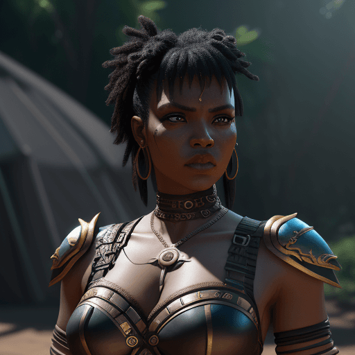 AI generated: Xena: Warrior Princess reimagined in afropunk, afrofuturistic, 3D, 8k, high detail, cinematic, cinem...
