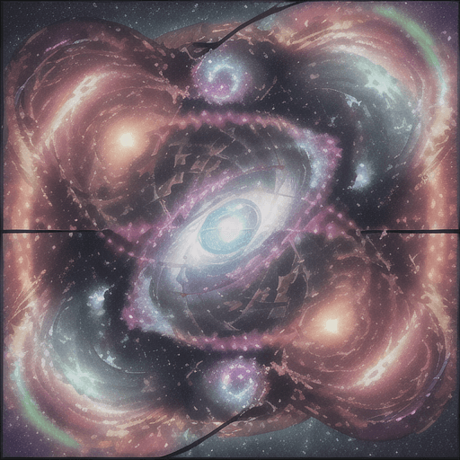 AI generated: galaxies, spirals, space, nebulae, stars, smoke, iridescent, intricate detail, in the shape of a com...