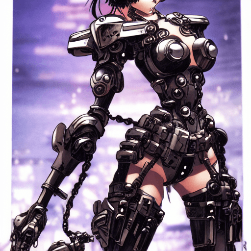 AI generated: women mech warrior by Masamune Shirow, manga, single face, trending on artstation, WLOP, detailed, i...