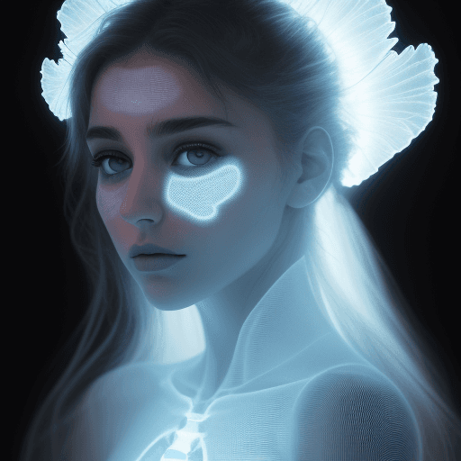 AI generated: XRAY style image of the model , colorful , macro photography, yigal ozeri, monochromatic serenity, 3...