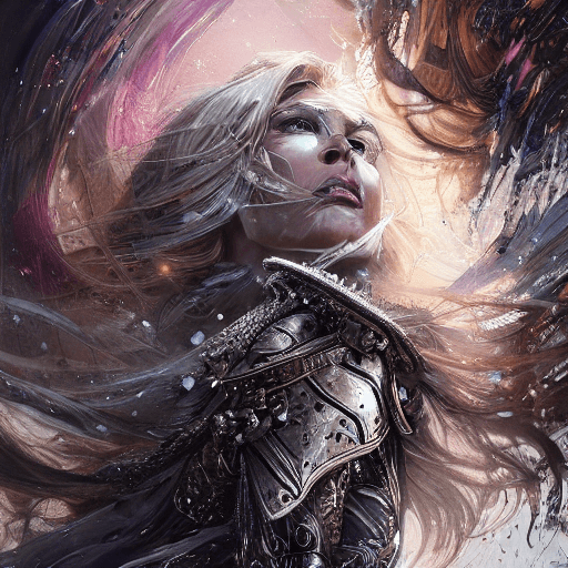 AI generated: head and shoulders, Beautiful warrioress with hyperdetailed face, by Wadim Kashin, Aleksi Briclot, I...