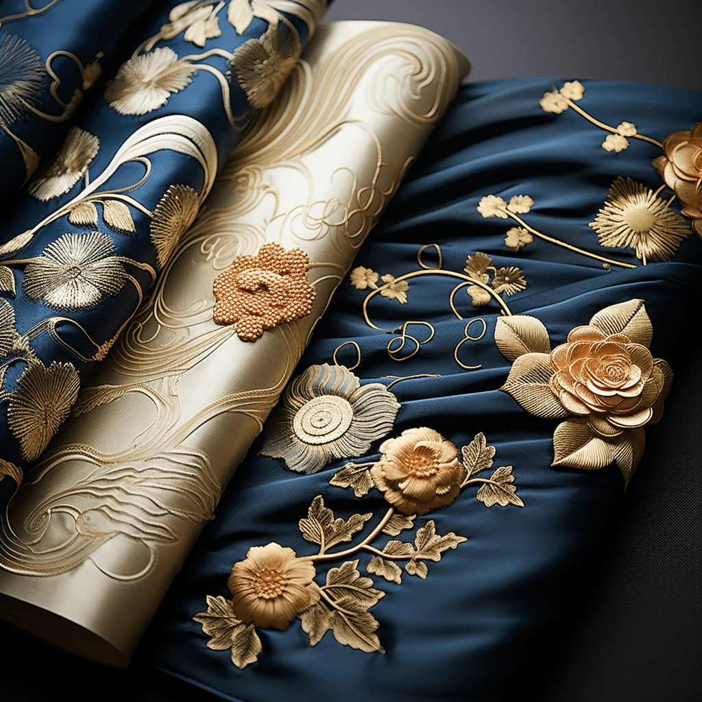 AI generated: The traditional Japanese shishu embroidery and brocade embroidery, Dragons (ryu), Peonies (botan); i...