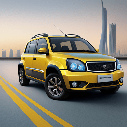 AI generated: Geely Monjaro Car advertisement , in Doha Qatar , realistic, colorful.  