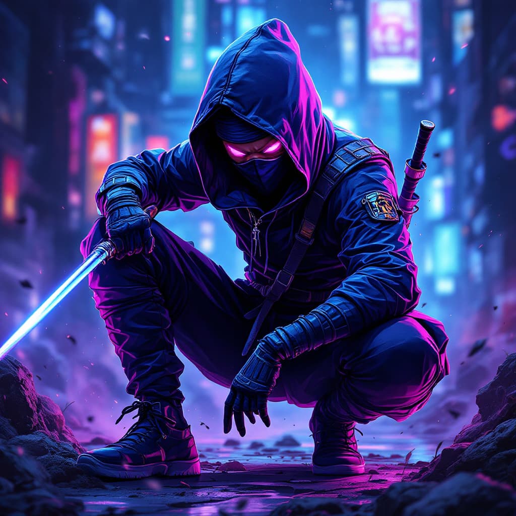 AI generated: an anime ninja neon
