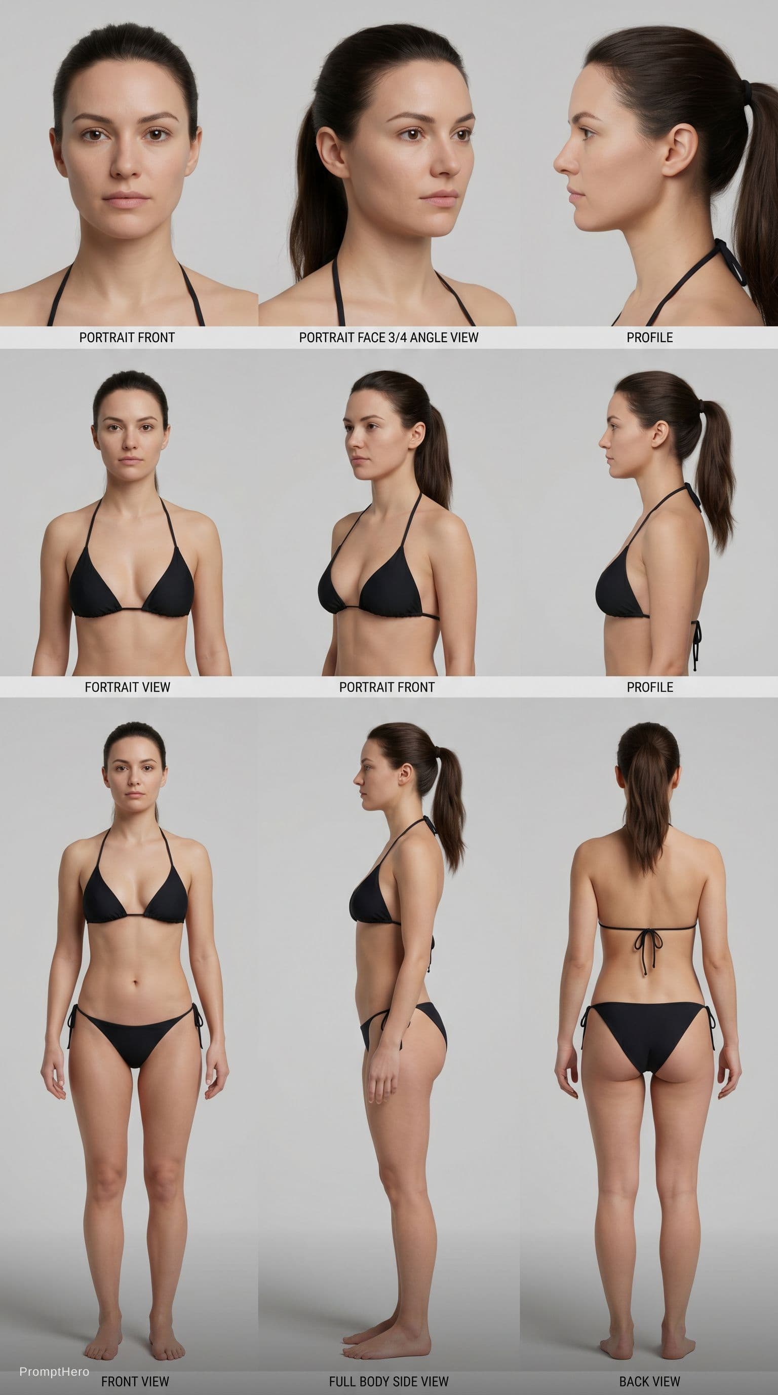 AI generated: Skin must be clean and flawless: no tattoos, no scars, no marks, no blemishes.
Wearing a minimal bik...