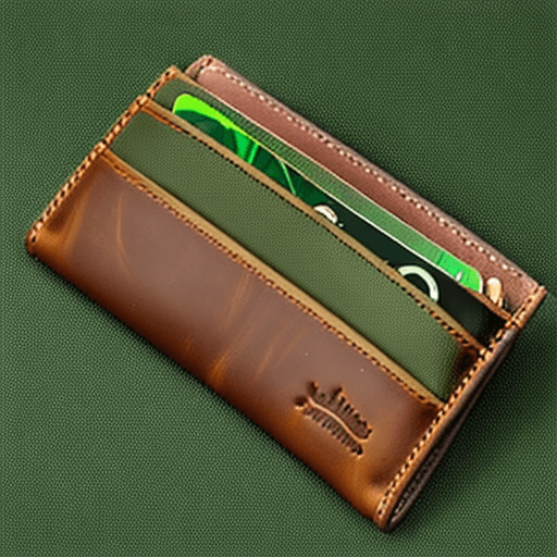 AI generated: an open leather wallet with a green interior
